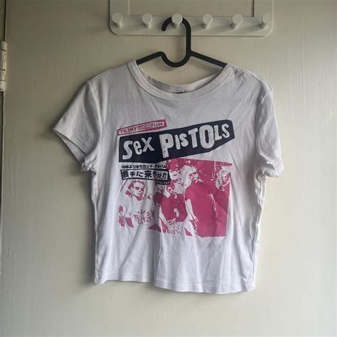 H M Womens Cropped Sex Pistols T Shirt Size Medium Depop