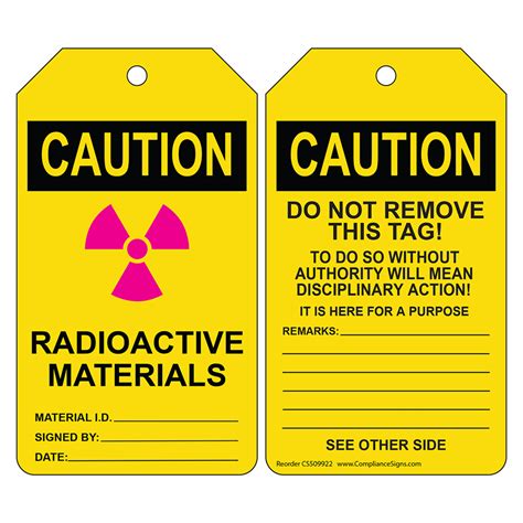 OSHA Caution Radioactive Materials Auth Safety Tags