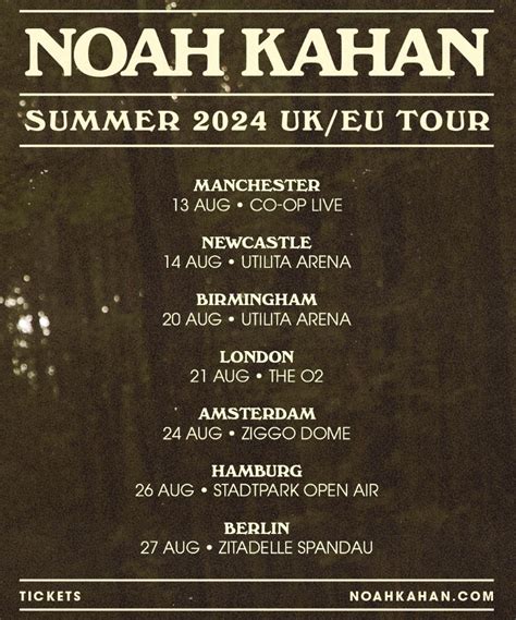 Noah Kahan Summer 2024 UK EU Tour 14 August 2024 Utilita Arena