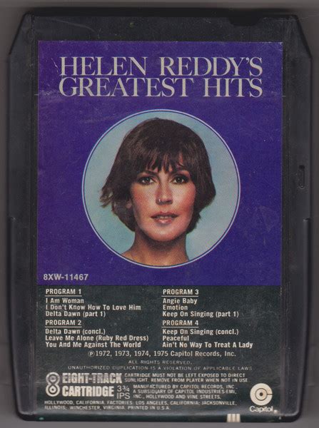 Helen Reddy Helen Reddys Greatest Hits 1975 8 Track Cartridge