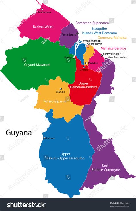 Map Of Guyana Regions