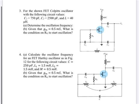 Solved 3 For The Shown FET Colpitts Oscillator With The Chegg