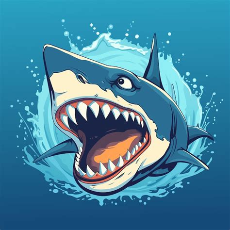 Premium Vector Angry Shark In Ocean Vector Illustration