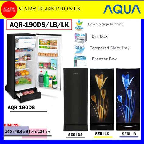 Jual Kulkas Aqua Aqr 190 Dsslblk 163 Liter Kulkas 1 Pintu Aqua