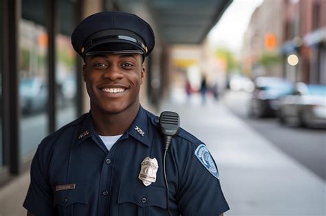 Premium Photo Young African American Man With Police Uniform