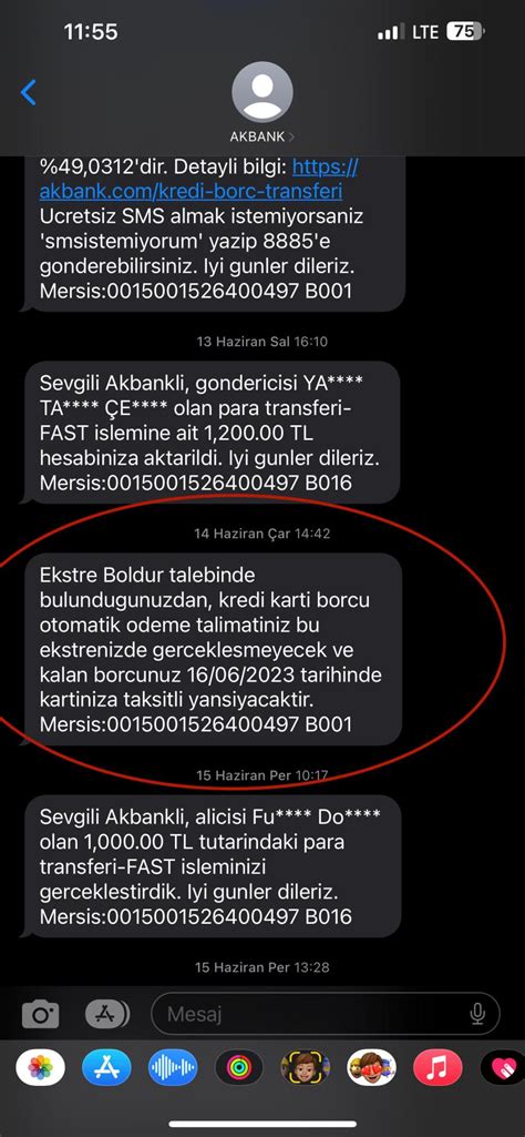 Akbank SMS İle Beyan Ettiği Halde Ekstremi Bölmedi Şikayetvar