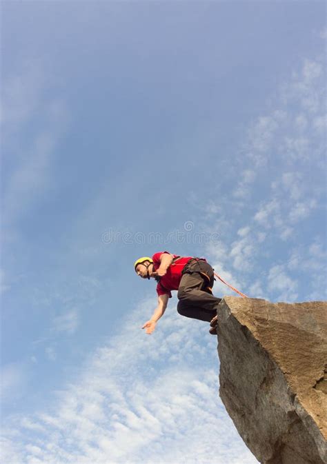 Jump Off A Cliff With A Rope Bungee Jumping Stock Image Image Of