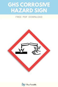 a sign that says, ghs corrose hazard sign free pdd download