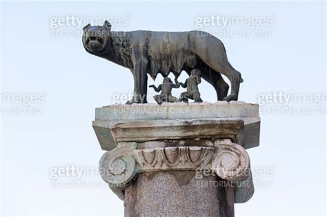 Capitoline Wolf Bronze Statue Of She Wolf Suckling The Mythical Twin