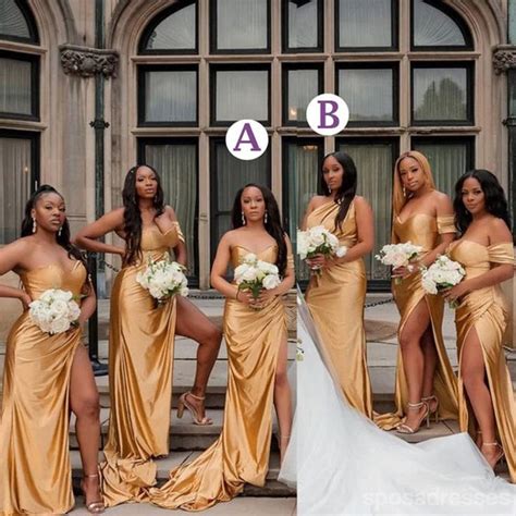 Mismatched Champagne Gold Mermaid Cheap Long Bridesmaid Dresses WG1348