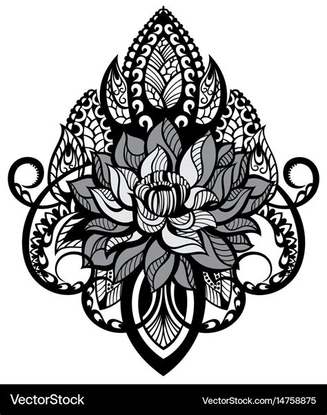 Lotus Tattoo Mandala Royalty Free Vector Image