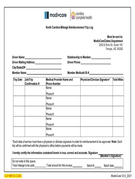 Fillable Online Modivcare Gas Reimbursement Form Fax Email Print