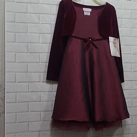 Sweet Heart Rose Dresses Burgundy Girls Velvet And Taffeta Dress