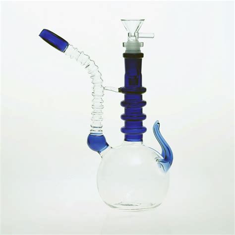 2020 Royal Blue Screw Neck Glass Bongs With Cone Bowl Inline Percolato