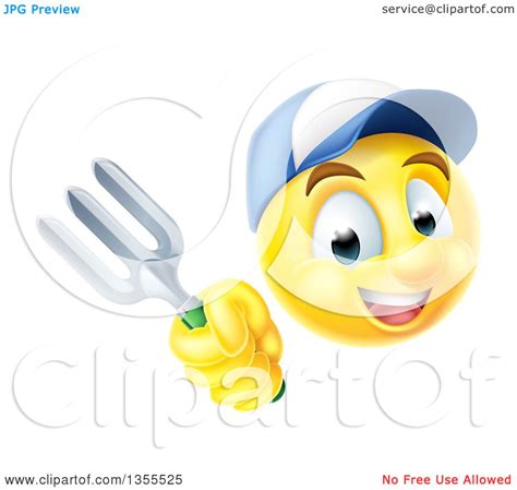 Clipart Of A D Yellow Male Smiley Emoji Emoticon Gardener Holding A