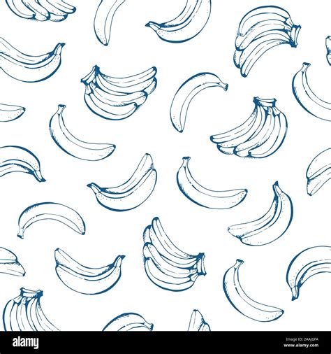 Banana Seamless Pattern Vector Food Background With Bananas Stock