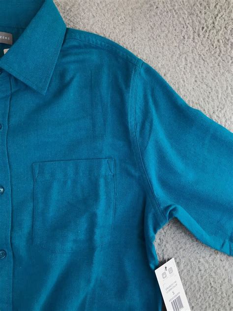 Nwt Geoffrey Beene Shirt Men S Small Teal Long Sleeve Button Up