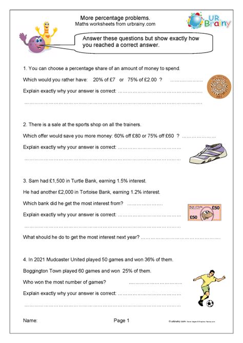 Basic Percentage Word Problems Worksheets Library