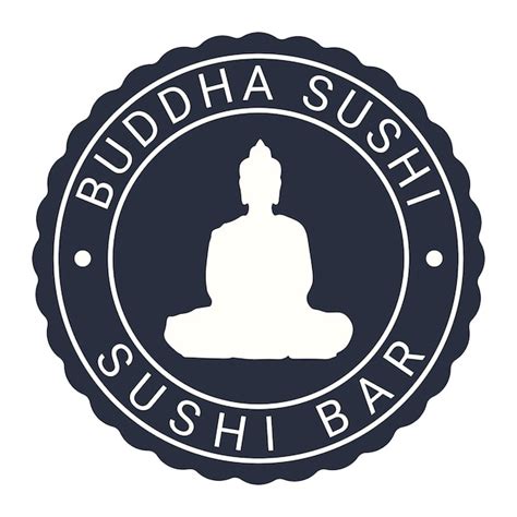 Premium Vector Asian Food Buddha Sushi Bar Stamp Logo Vector Illustration