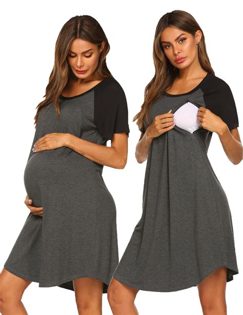 Ekouaer Maternity Nightgown 3 In 1 Delivery Labor Nursing Pajamas Women