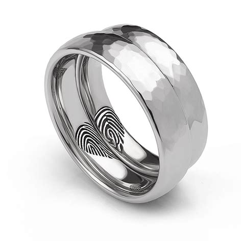 Heart Patterned Fingerprint Wedding Ring