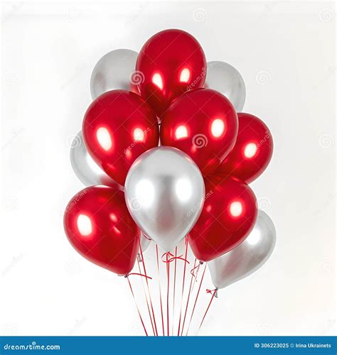 Gleaming Red And Silver Balloons Cluster For Celebrations Modern