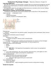 Postpartum Physiologic Changes Ob Ch Odt Postpartum Physiologic