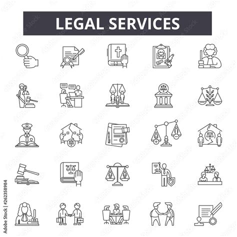 Legal Services Line Icons Signs Set Vector Legal Services Outline