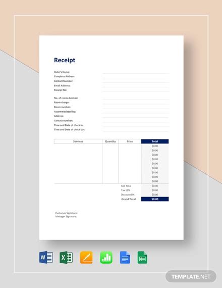 22+ Hotel Receipt Templates - PDF, DOC, Excel | Free & Premium Templates