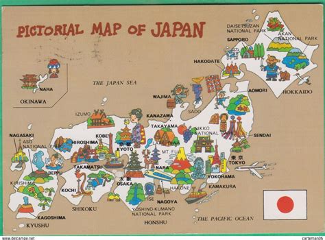 Japan Japon Pictorial Map Of Japan Okinawa Kobe Hiroshima