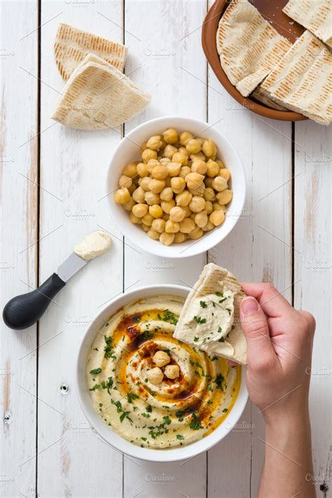 Hummus and pita bread stock photo containing hummus and pita | Food ...