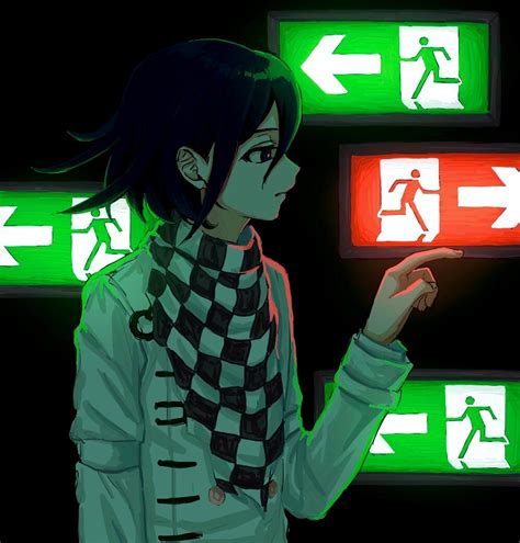 Safebooru 1boy Bangs Black Background Black Hair Checkered Checkered Scarf Closed Mouth Dangan