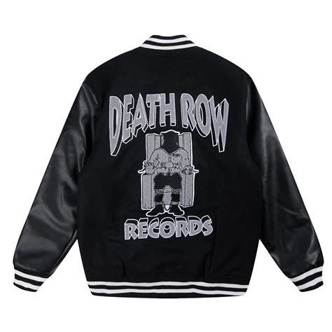 Black Wool/Leather Chair Logo Death Row Records Varsity Jacket