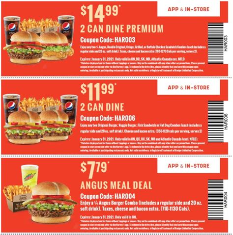 Harvey’s Canada Coupons(Ontario): January 4 - 31