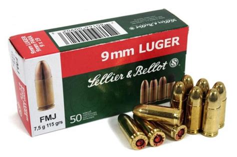 Sellier Bellot 9mm 115gr FMJ 9x19 Ammunition