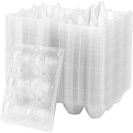 SOUJAP 100 Pack Clear Plastic Egg Cartons 6 Cell Stackable Egg Storage