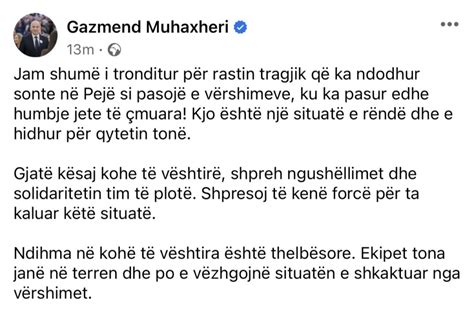 Muhaxheri Shprehet I Tronditur Nga Rasti Tragjik Pas V Rshimeve