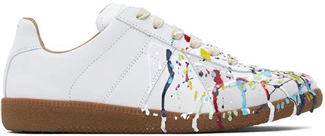 Maison Margiela: White Paint Replica Sneakers | SSENSE