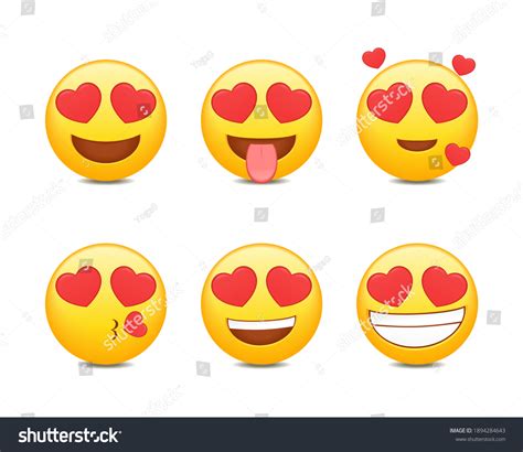 Set Emoji Love Eye Emoticon Red Stock Vector (Royalty Free) 1894284643 ...