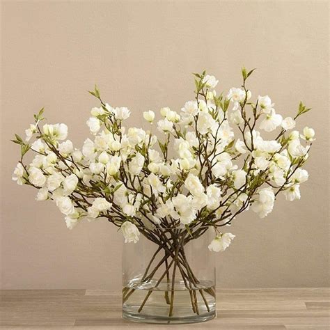 Artificial Cherry Blossom In Glass Vase Flower Vase Arrangements