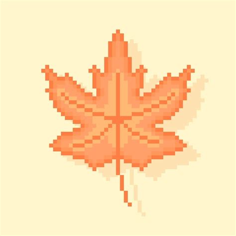 Premium Vector | Pixel art of orange maple leaf