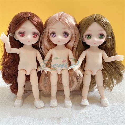 16CM BJD Doll 13 Joint Movable Dolls Colored Eyeballs Female Nude Soft