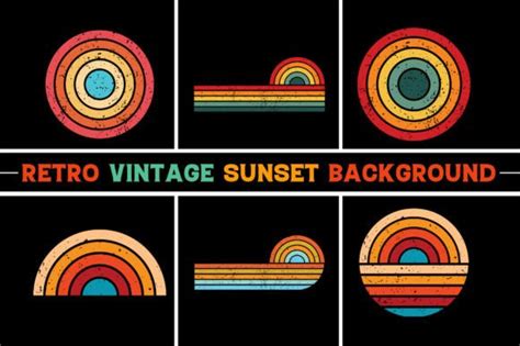 Retro Vintage Sunset Background Bundle Bundle Creative Fabrica