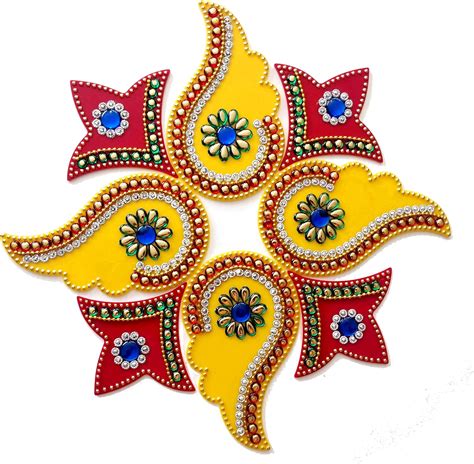 Buy Premium Paisley Design Multicolor Acrylic Diwali Rangoli Stickers