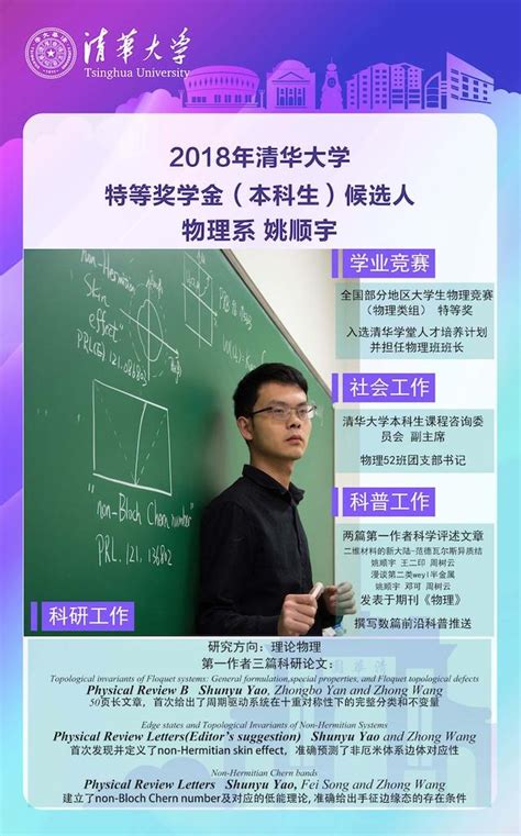 2018清华大学本科生特等奖学金候选人海报出炉！（内含照片及个人经历） 每日头条