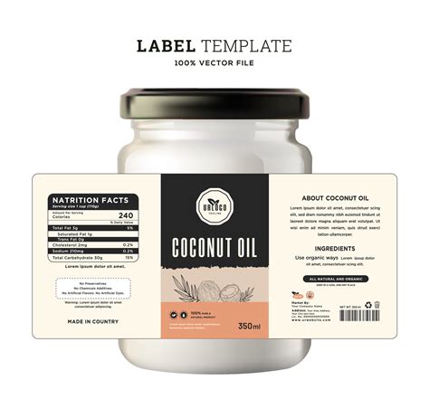 Coconut Oil Label Packaging Design Product Sticker Natural Cosmetic Minimal Minimalist Design