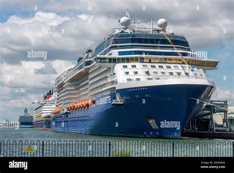 Large Ocean Passenger Liners Ships Alongside The Wall At The Port Of