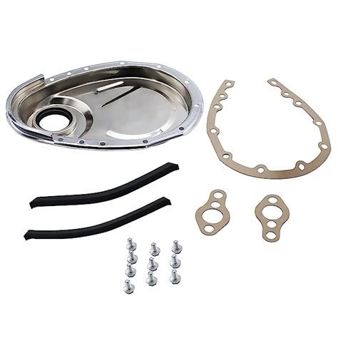 Chrome Sb Chevy Timing Chain Cover Kit For 327 350 383 400 Sbc Gasket Seal Bolts Set