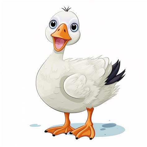 Premium Photo Cartoon White Duck With Black Feet And A Big Smile