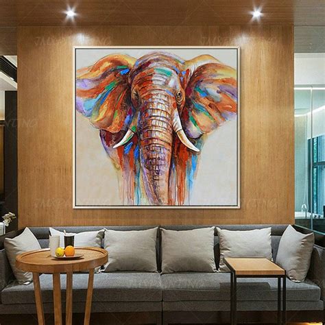 Elephant Painting Impressionist Elephant Extra Large Wall Art Etsy